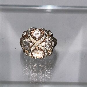 NWOT Genuine Gemstone Rose Gold Plate Sterling Silver Designer Ring Boho